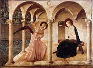 Beato Angelico: Marijino oznanjenje, 1450, samostan San Marco,
                                Firence